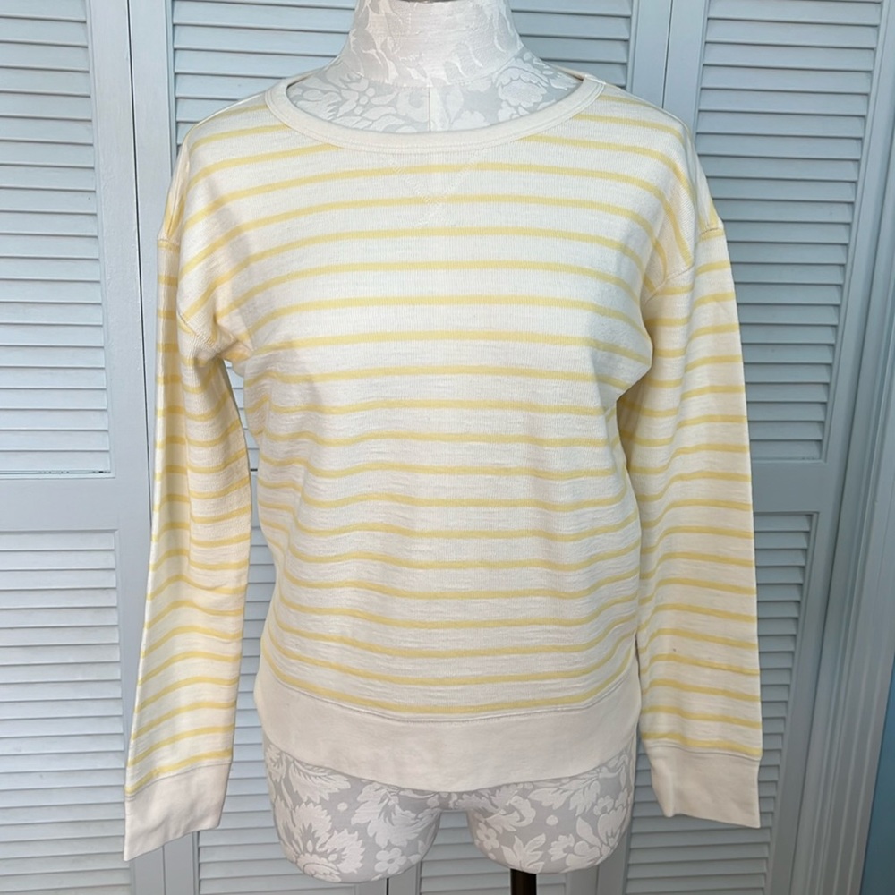 Gap Long Sleeve Cotton Tee, size M, Yellow/Cream